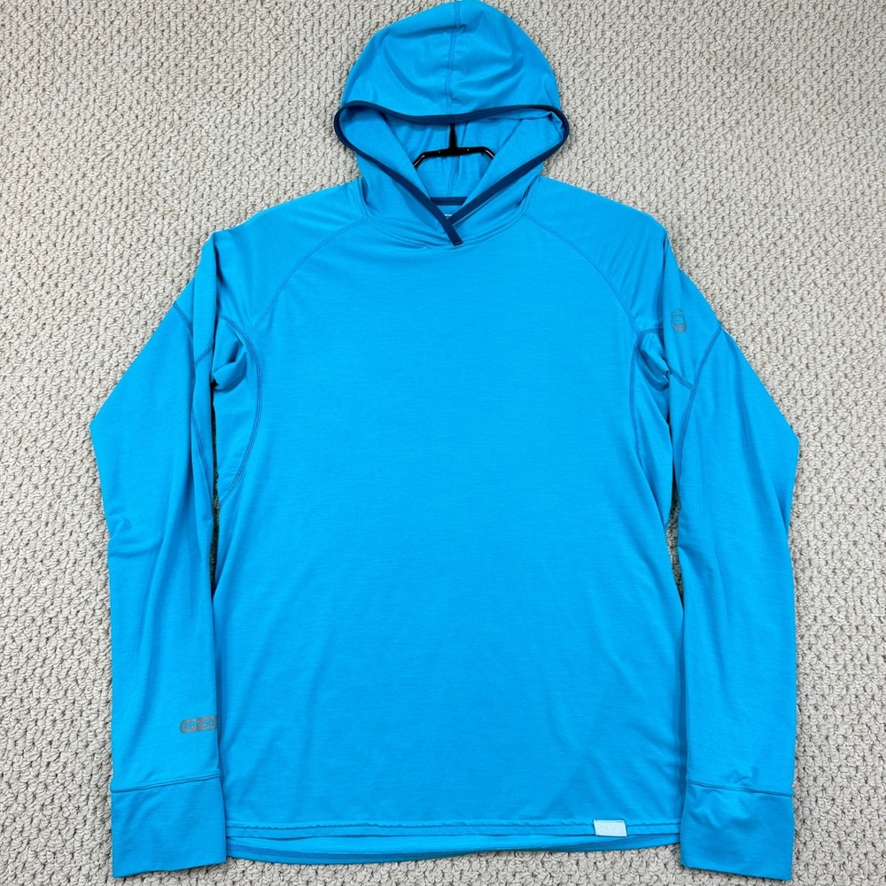 NRS Silkweight Hoodie Womens Large Blue Long Sleeve Stretch Performance Outdoor